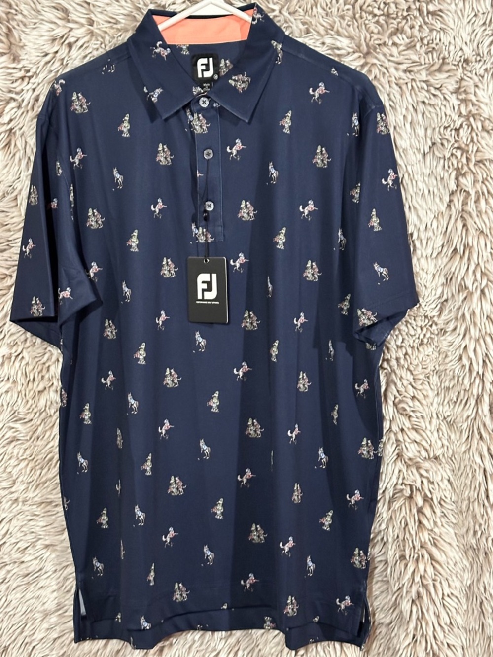 FootJoy Navy Polo with Subtle Multi-Color Print